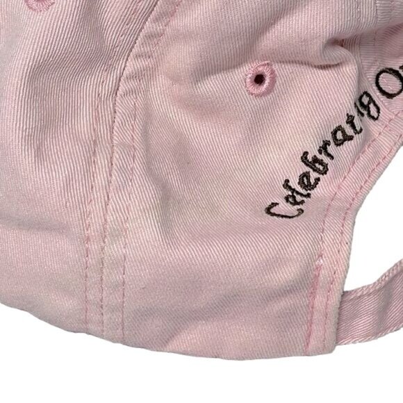 Longaberger Hat Pink Ball Cap VINTAGE Pink Logo Stripes Adjustable Cotton - Picture 6 of 7
